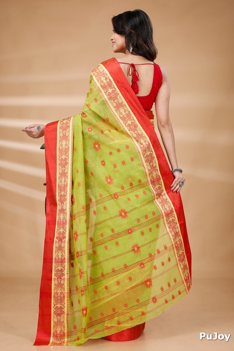 Green Pure Cotton BolLata_Tant Tant Saree (838)