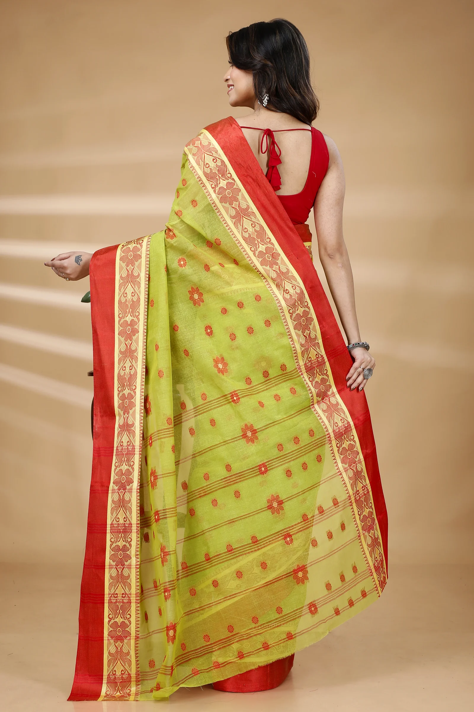 Green Pure Cotton BolLata_Tant Tant Saree (838)