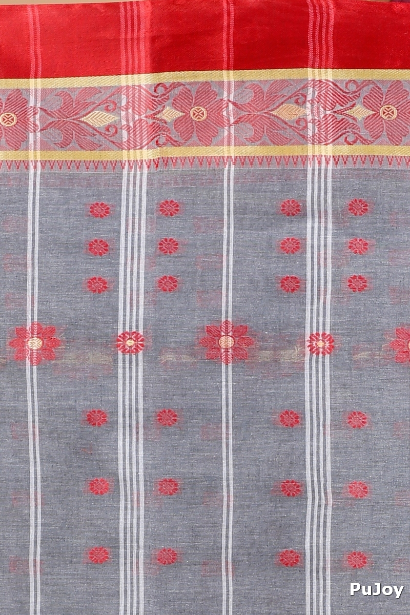 Grey Pure Cotton BolLata_Tant Tant Saree (840)