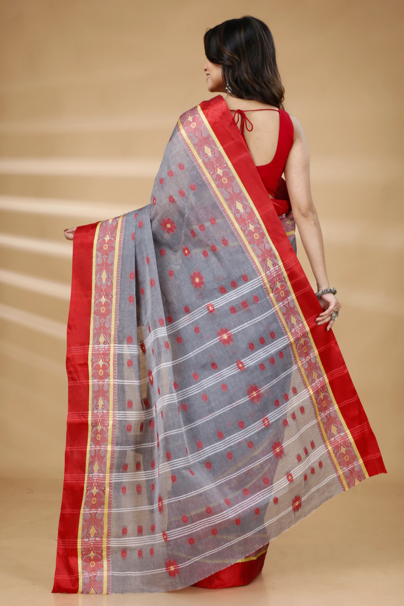 Grey Pure Cotton BolLata_Tant Tant Saree (840)