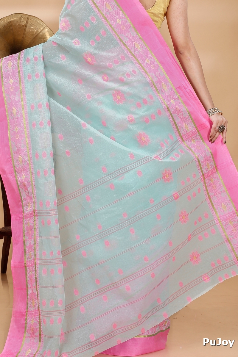 Lime Green Pure Cotton BolLata_Tant Tant Saree (841)