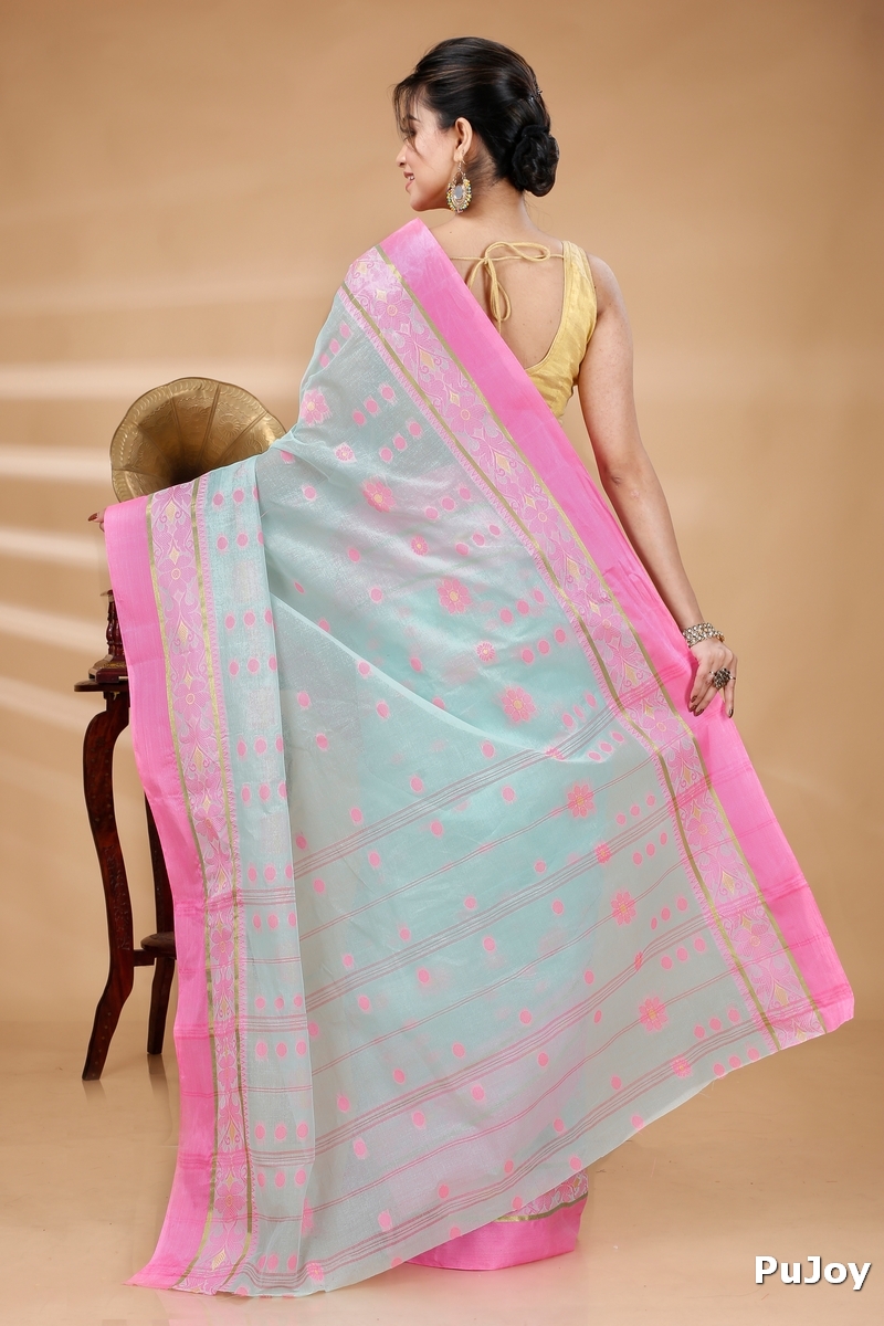 Lime Green Pure Cotton BolLata_Tant Tant Saree (841)