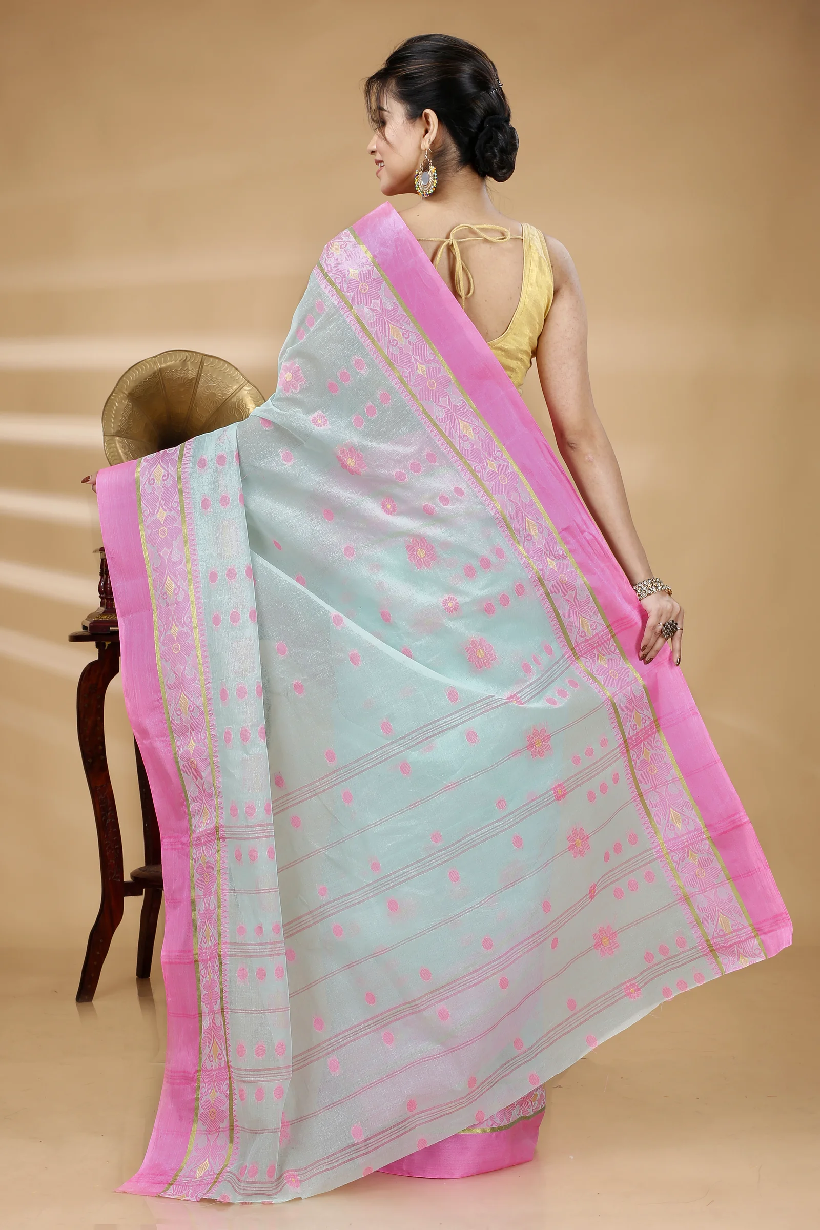 Lime Green Pure Cotton BolLata_Tant Tant Saree (841)