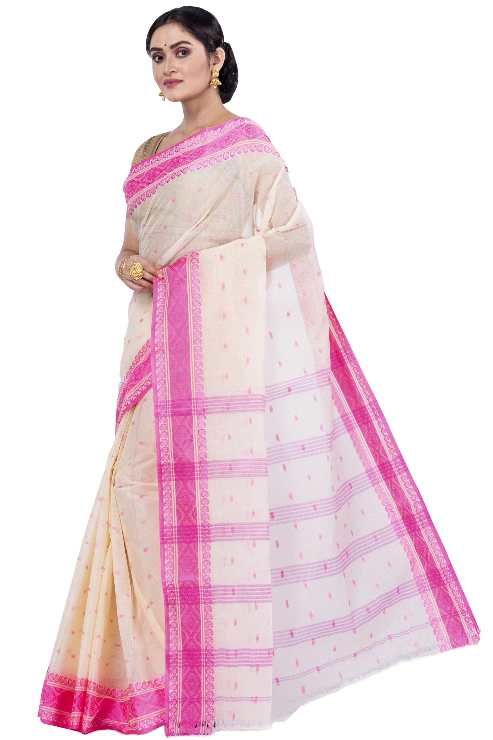 Pink Pure Cotton Boysko_Tant Tant Saree (842)