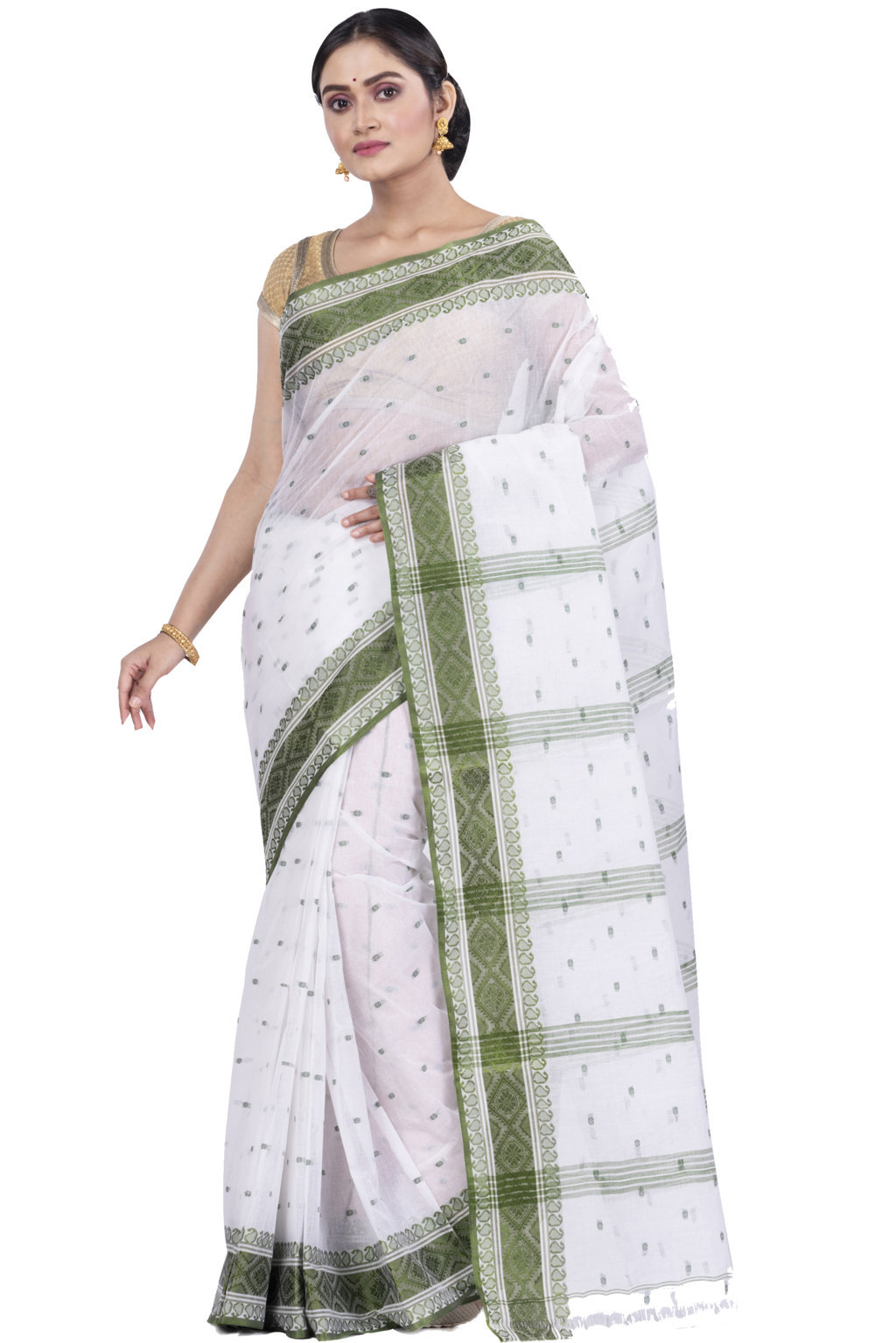 Green Pure Cotton Boysko_Tant Tant Saree (843)