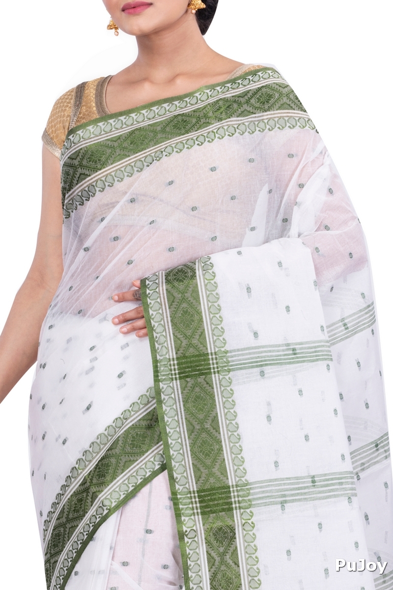 Green Pure Cotton Boysko_Tant Tant Saree (843)
