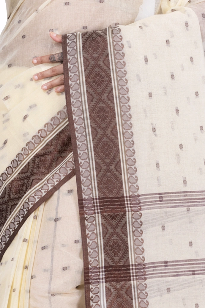 Brown Pure Cotton Boysko_Tant Tant Saree (844)