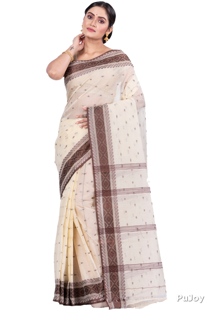 Brown Pure Cotton Boysko_Tant Tant Saree (844)