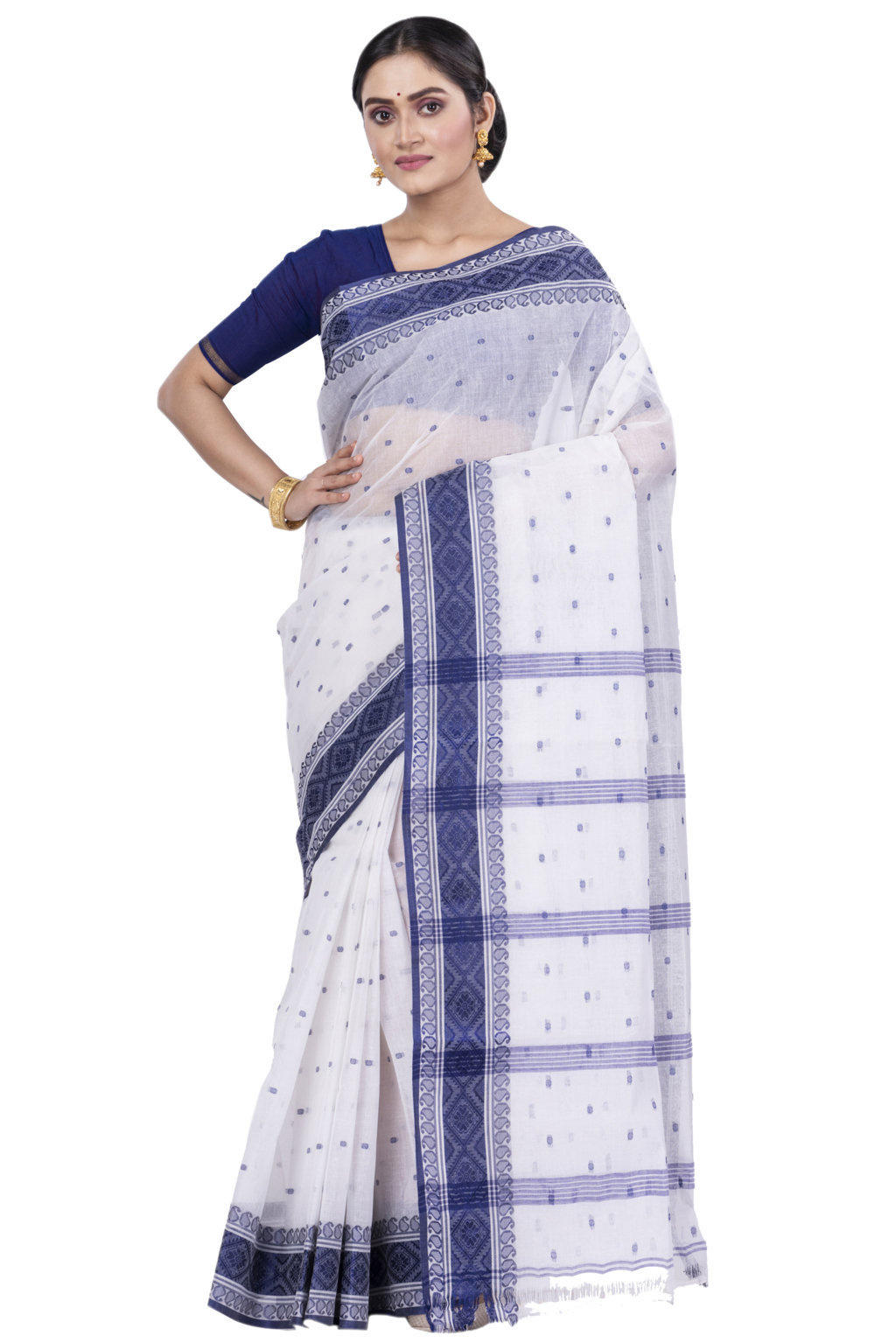 Blue Pure Cotton Boysko_Tant Tant Saree (846)