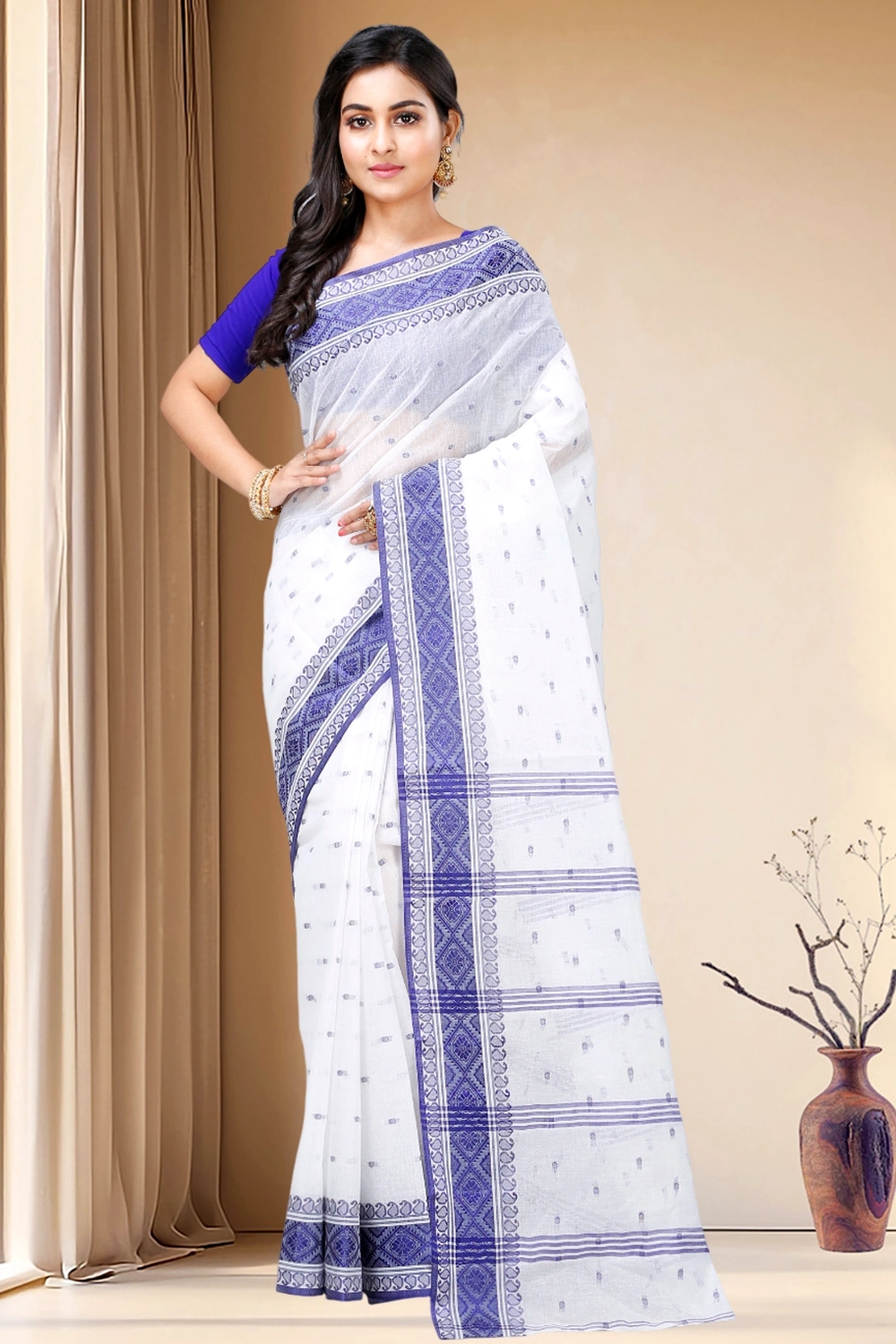 Blue Pure Cotton Boysko_Tant Tant Saree (846)