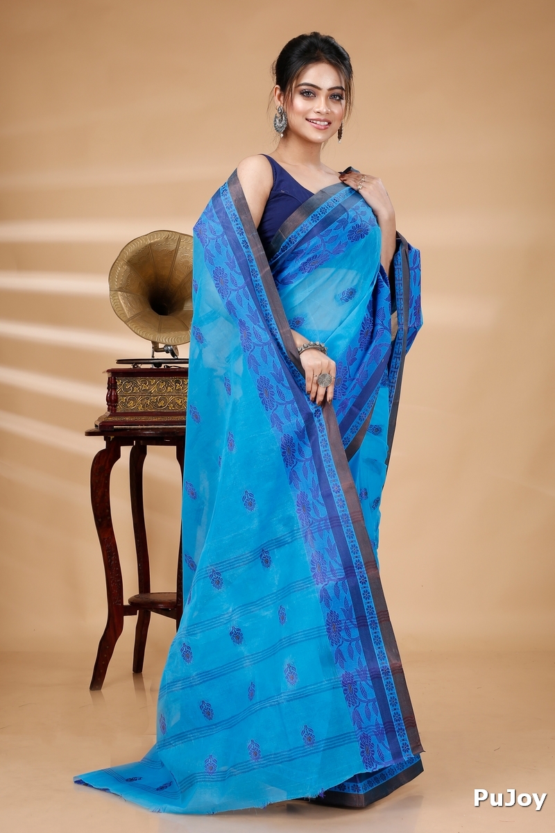 Blue Pure Cotton Fultop_Tant Tant Saree (850)