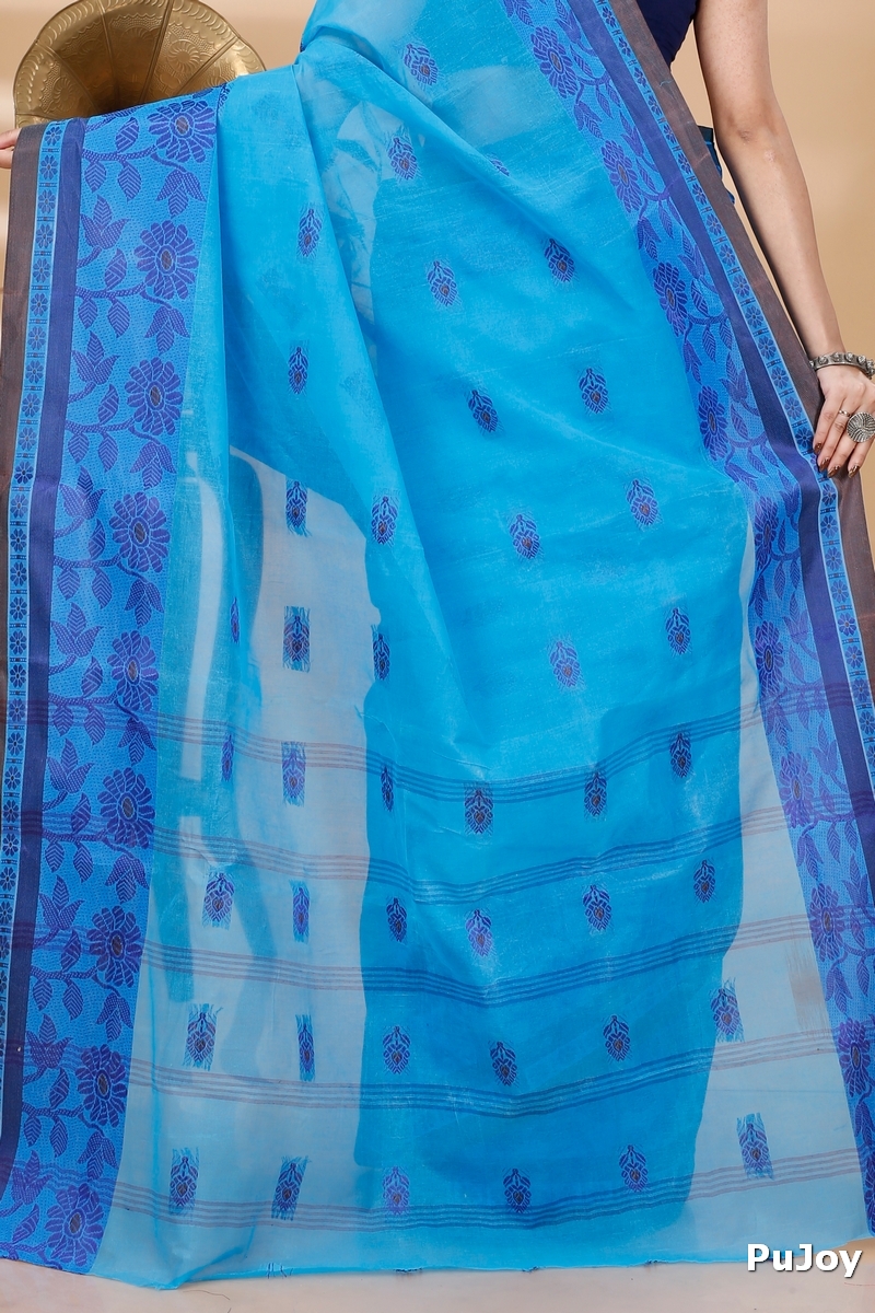 Blue Pure Cotton Fultop_Tant Tant Saree (850)