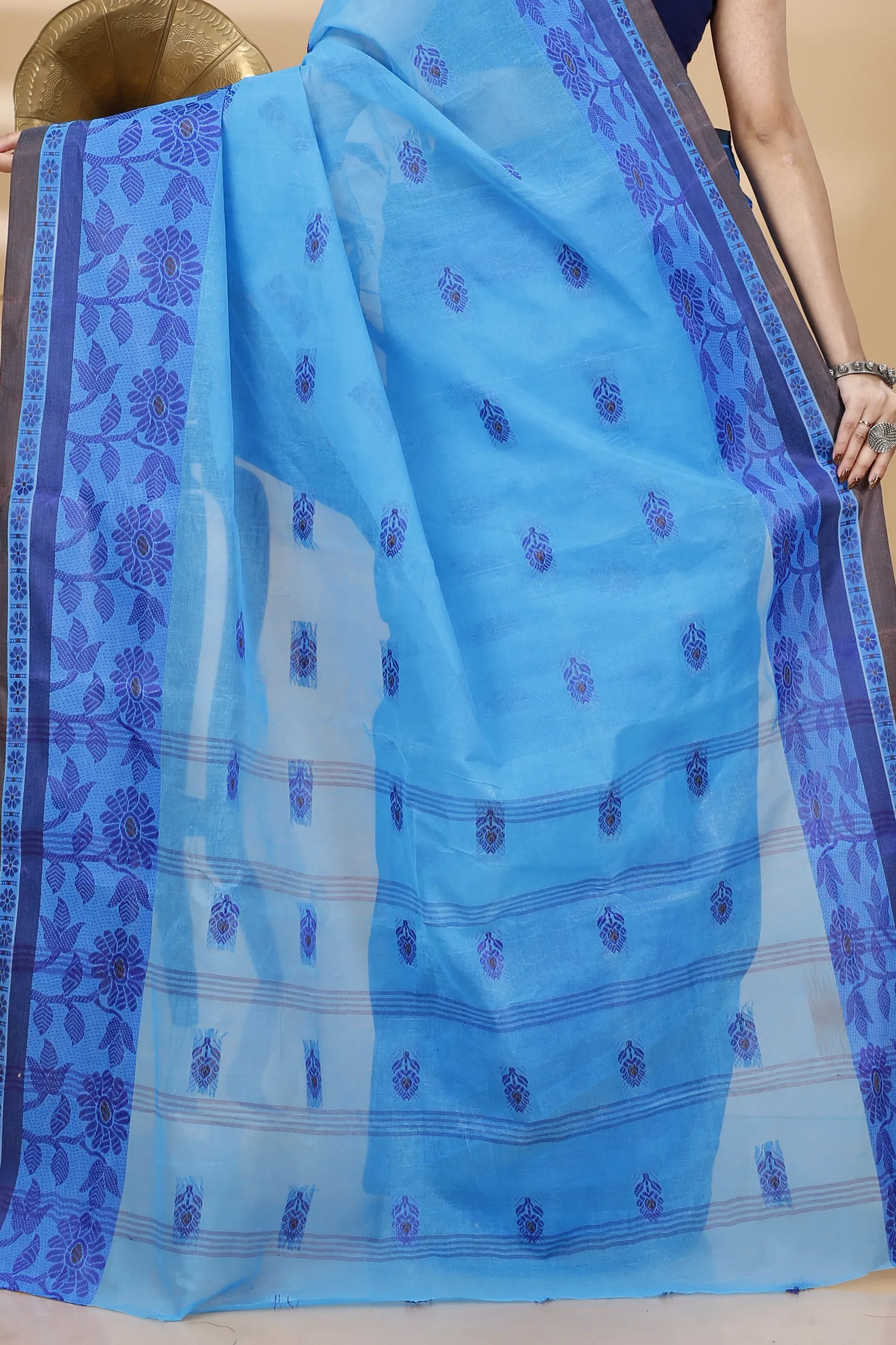 Blue Pure Cotton Fultop_Tant Tant Saree (850)