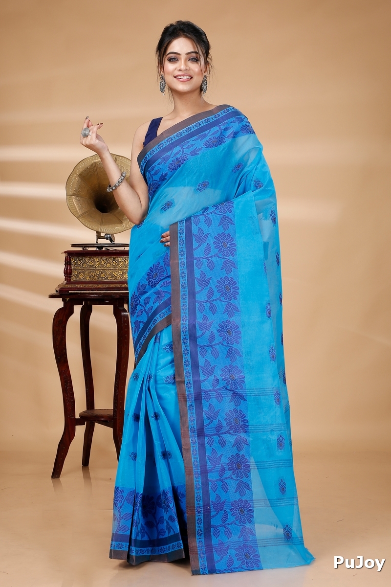 Blue Pure Cotton Fultop_Tant Tant Saree (850)