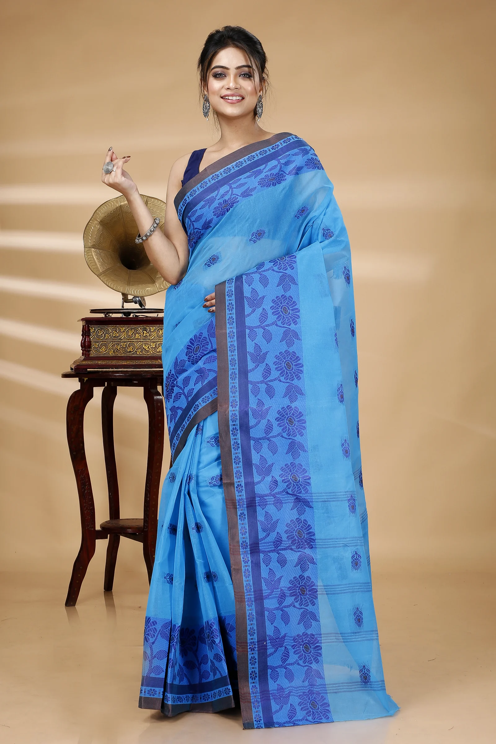 Blue Pure Cotton Fultop_Tant Tant Saree (850)