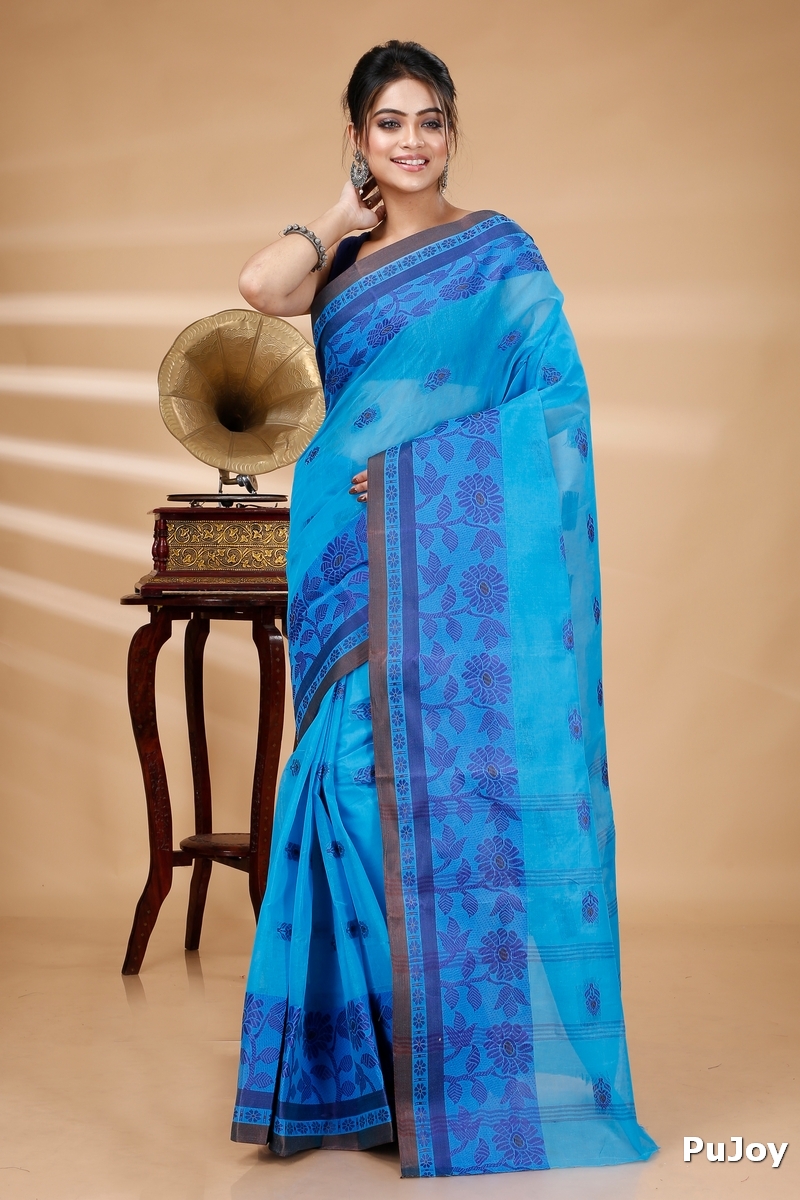 Blue Pure Cotton Fultop_Tant Tant Saree (850)