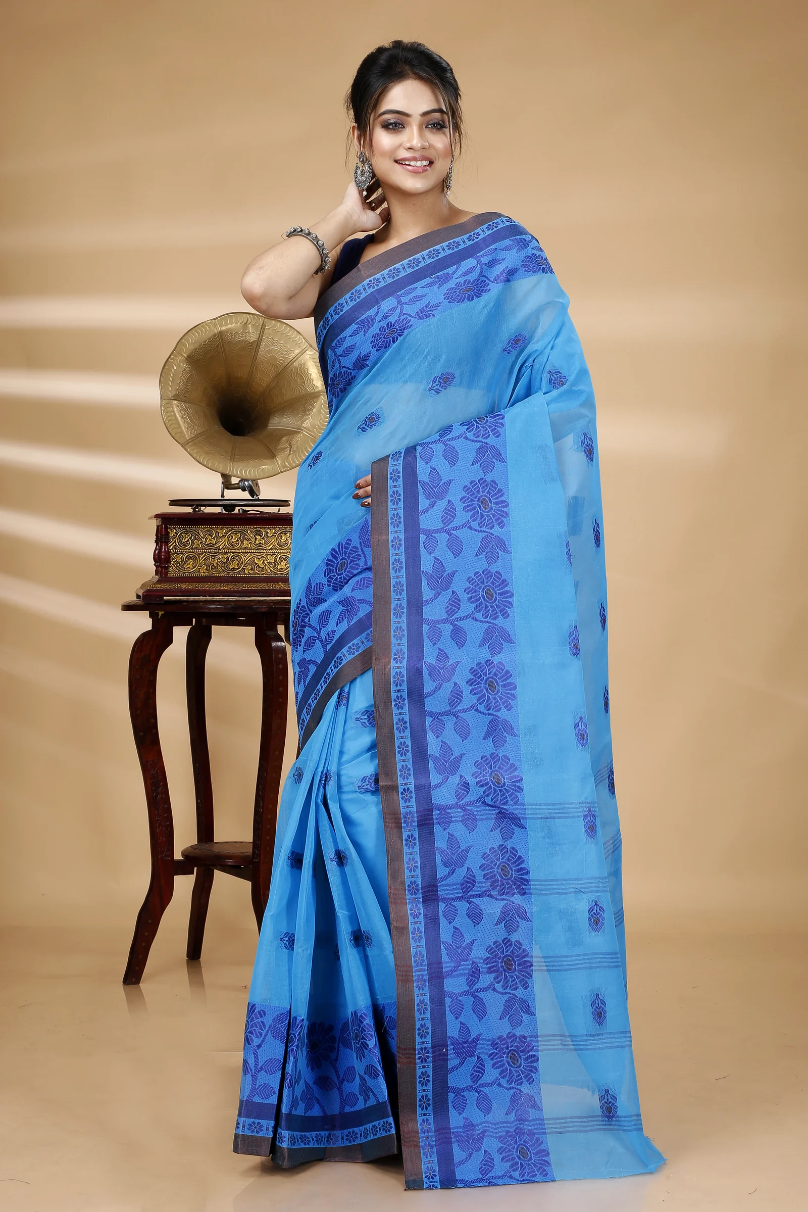 Blue Pure Cotton Fultop_Tant Tant Saree (850)
