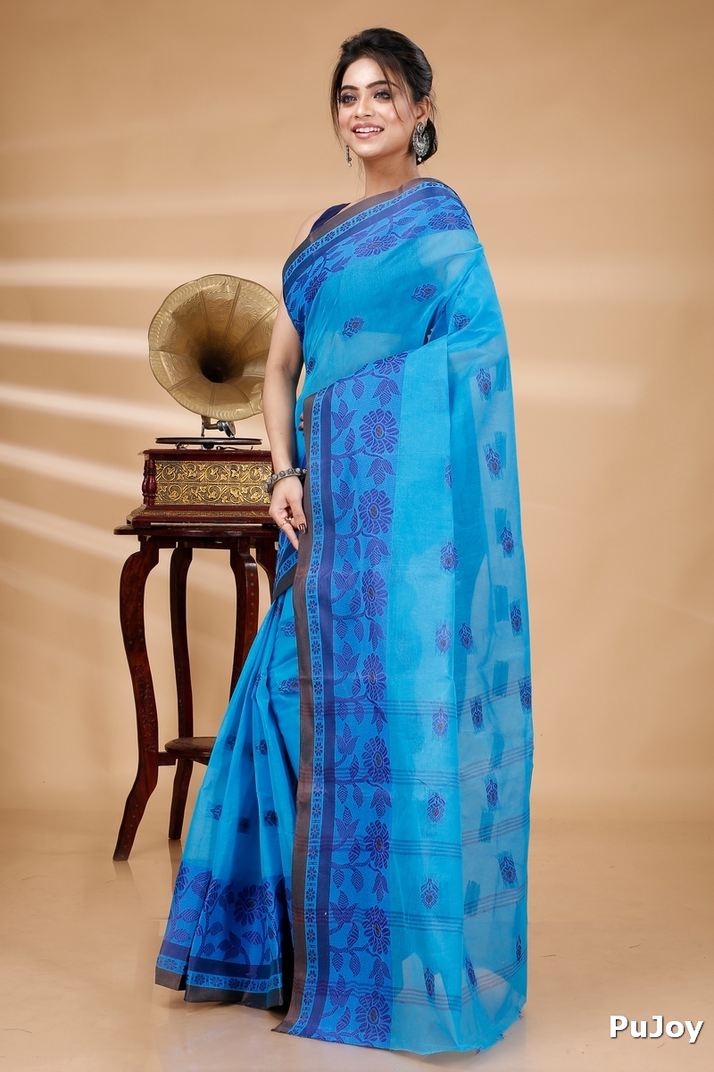 Blue Pure Cotton Fultop_Tant Tant Saree (850)