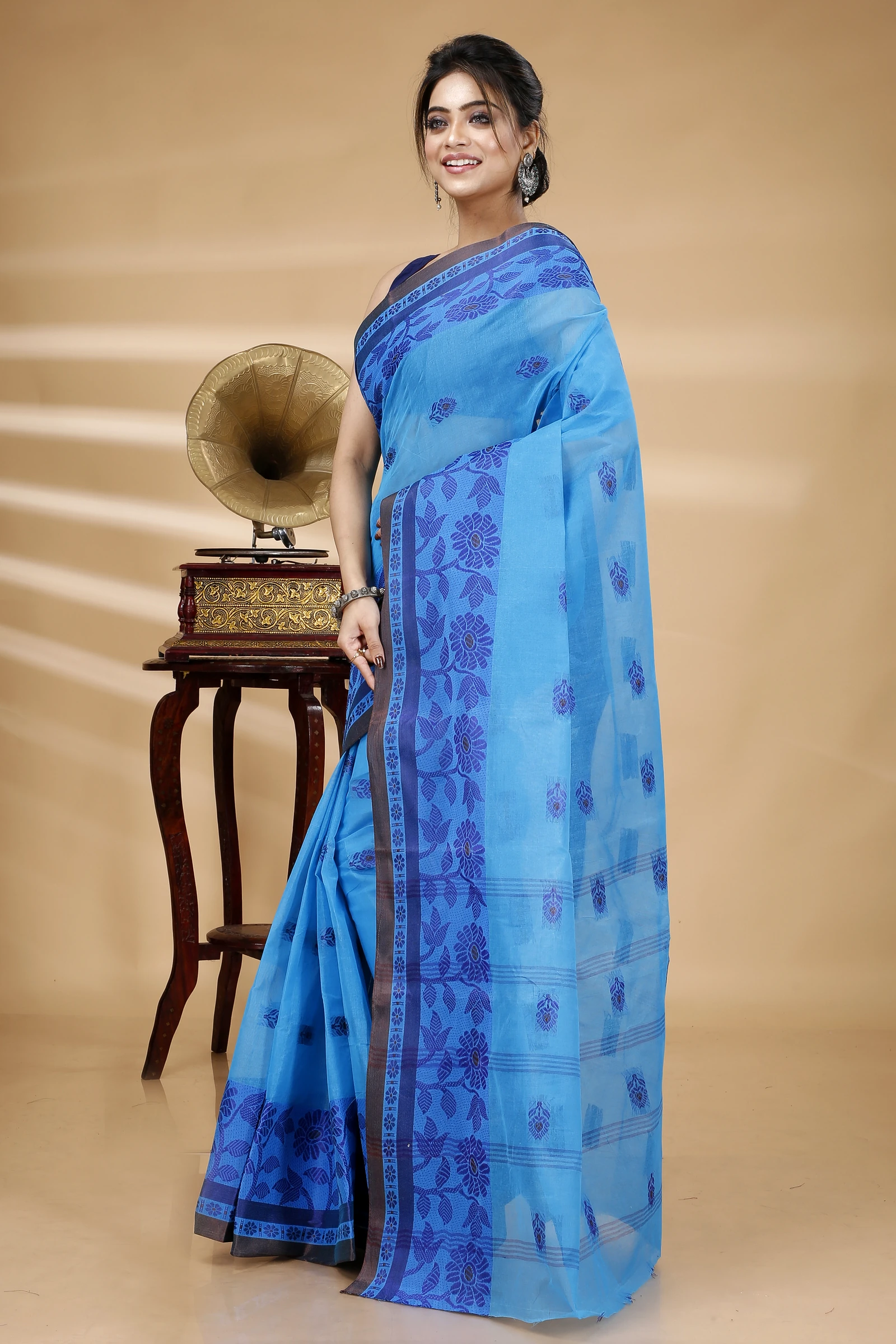 Blue Pure Cotton Fultop_Tant Tant Saree (850)