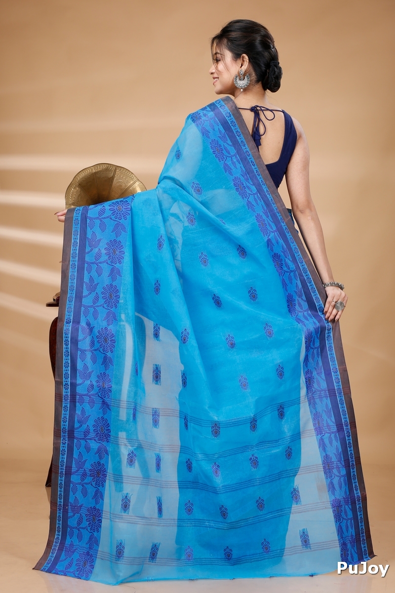Blue Pure Cotton Fultop_Tant Tant Saree (850)