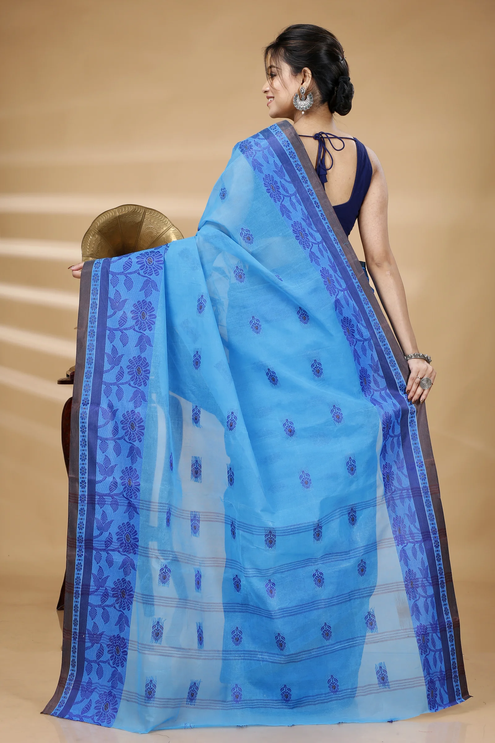 Blue Pure Cotton Fultop_Tant Tant Saree (850)