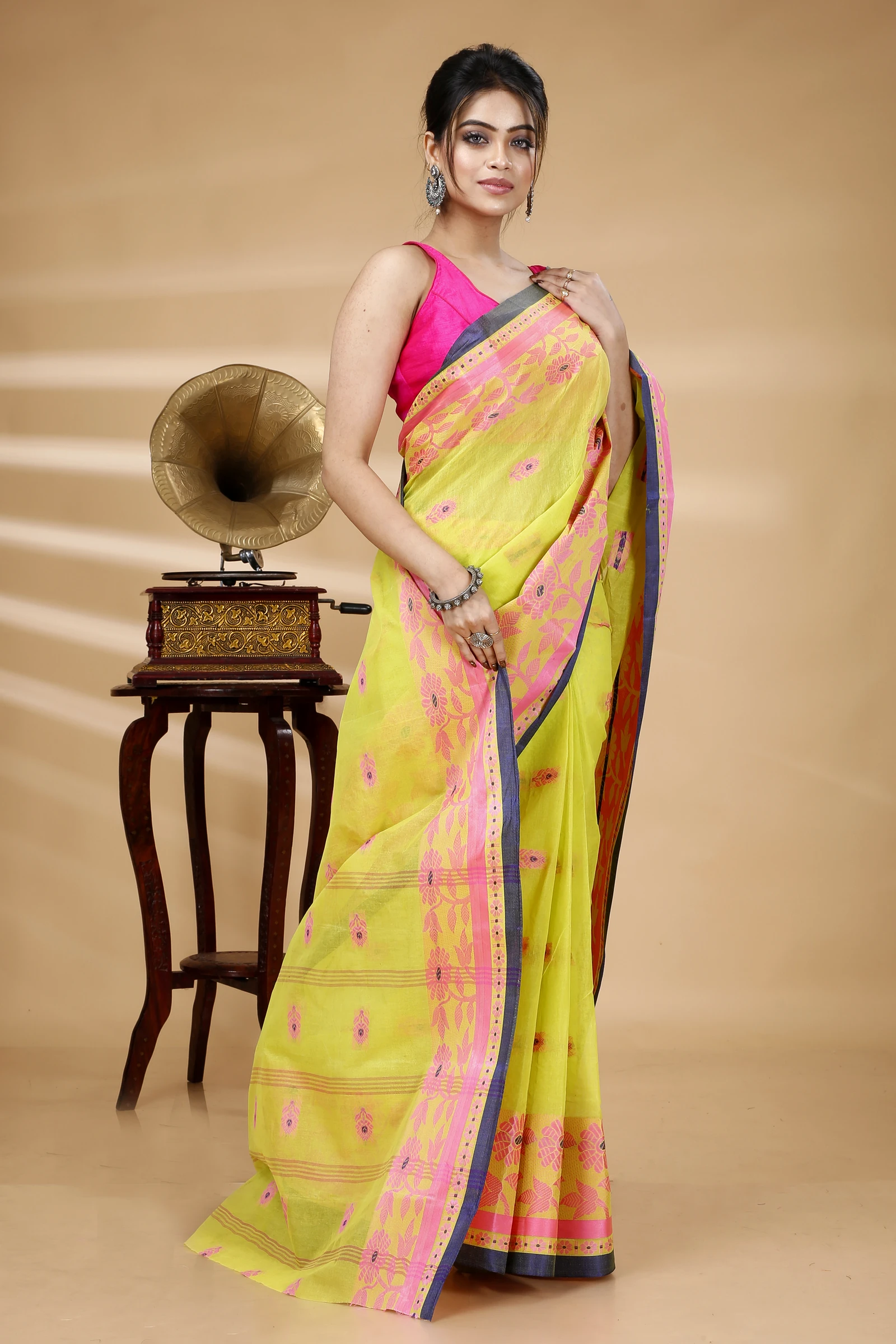 Green Pure Cotton Fultop_Tant Tant Saree (851)