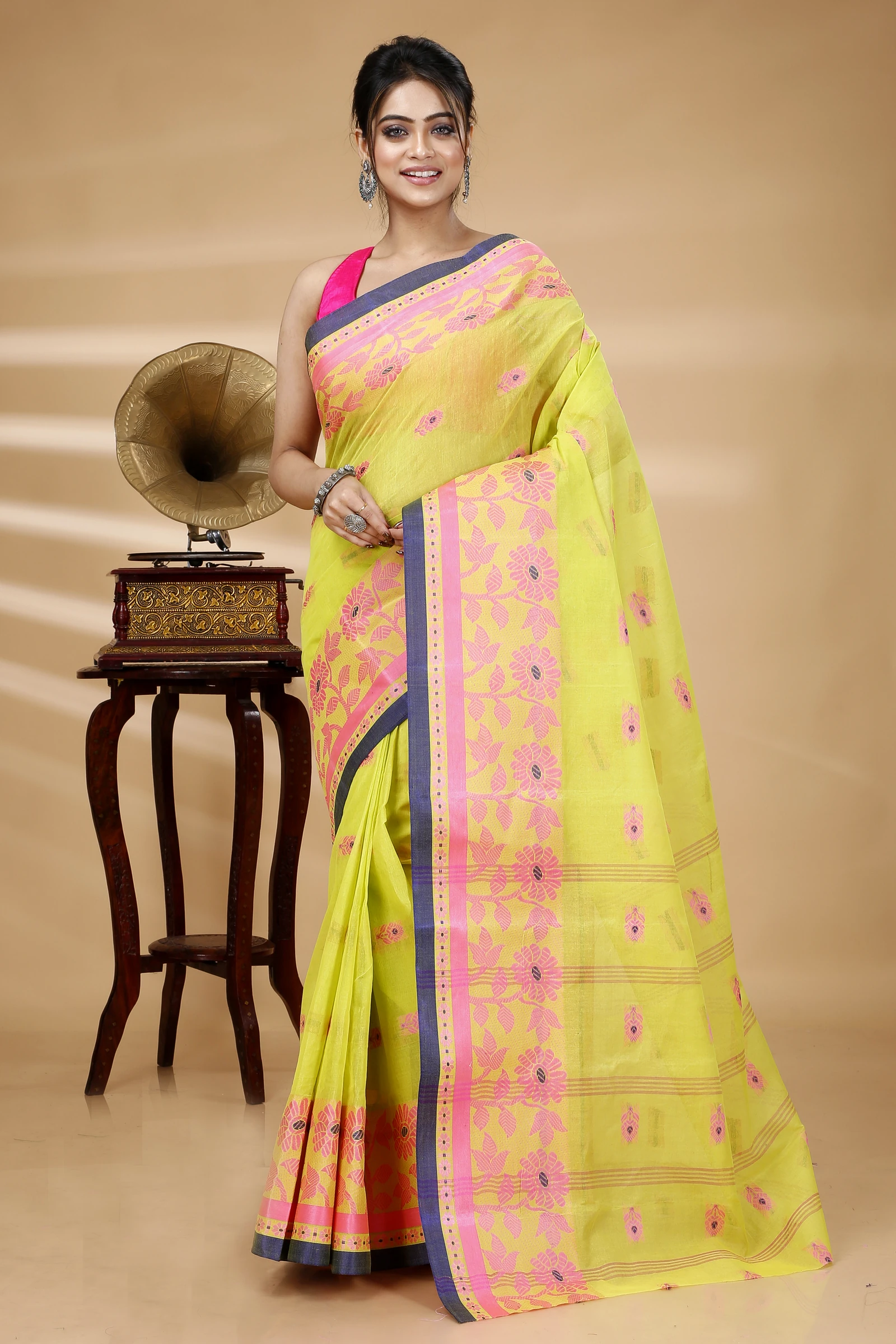 Green Pure Cotton Fultop_Tant Tant Saree (851)