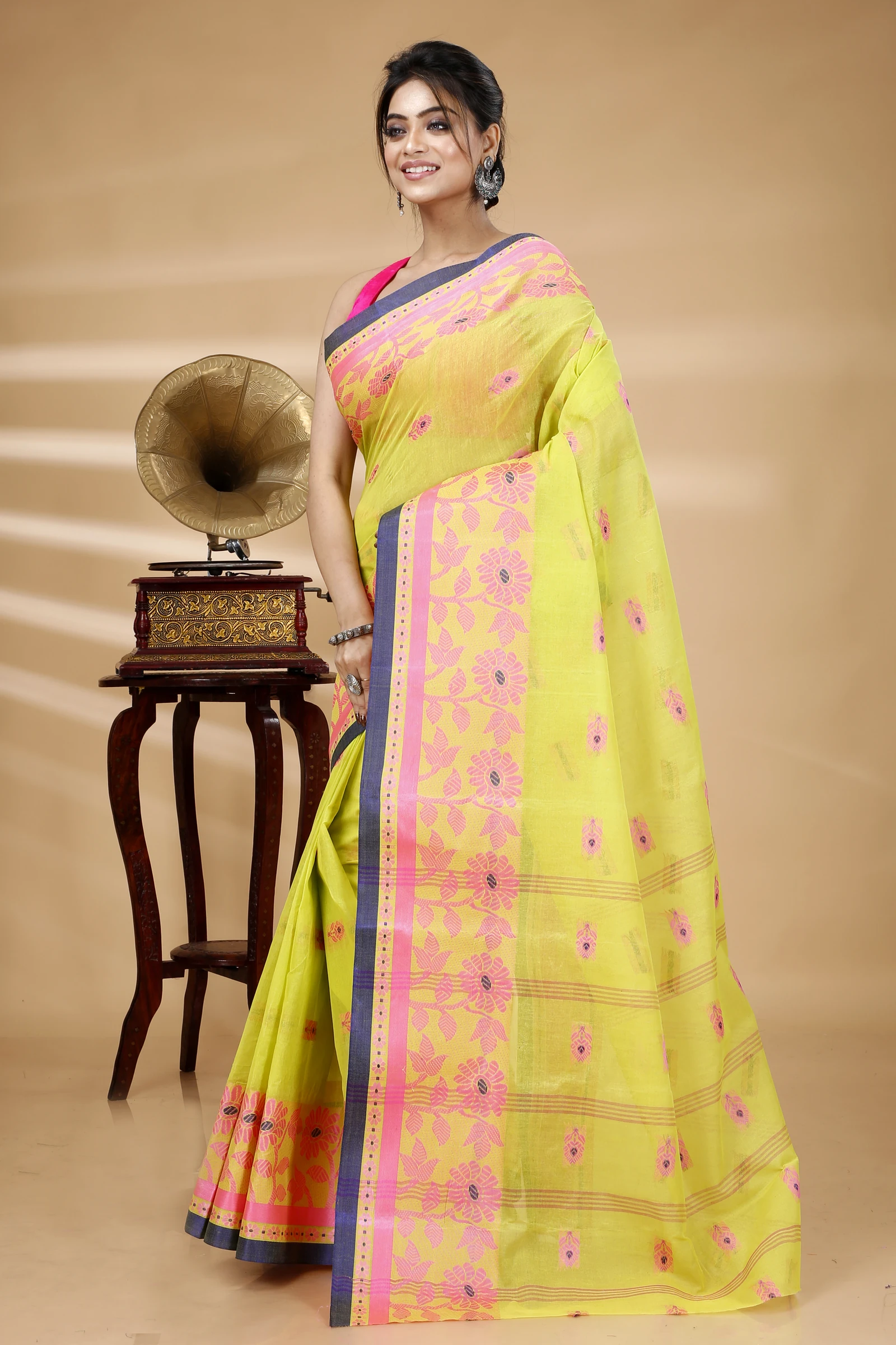 Green Pure Cotton Fultop_Tant Tant Saree (851)