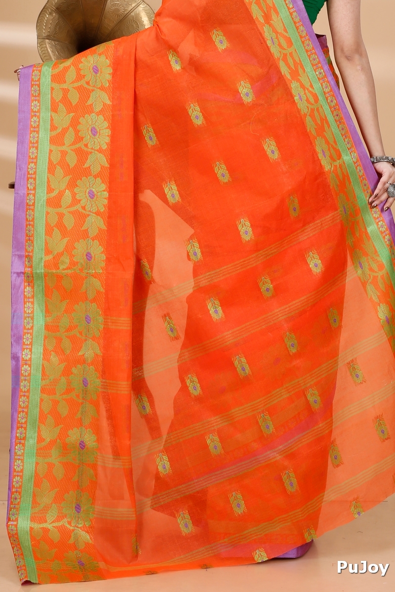 Orange Pure Cotton Fultop_Tant Tant Saree (853)