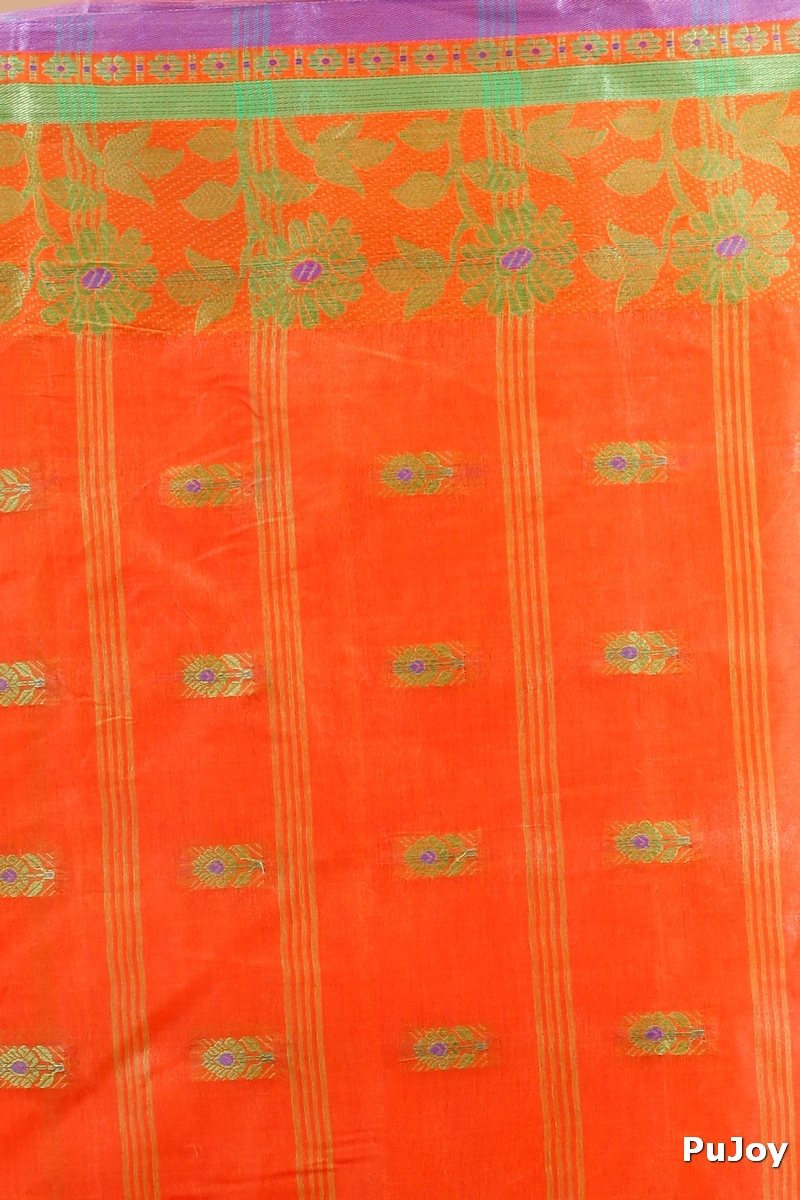 Orange Pure Cotton Fultop_Tant Tant Saree (853)