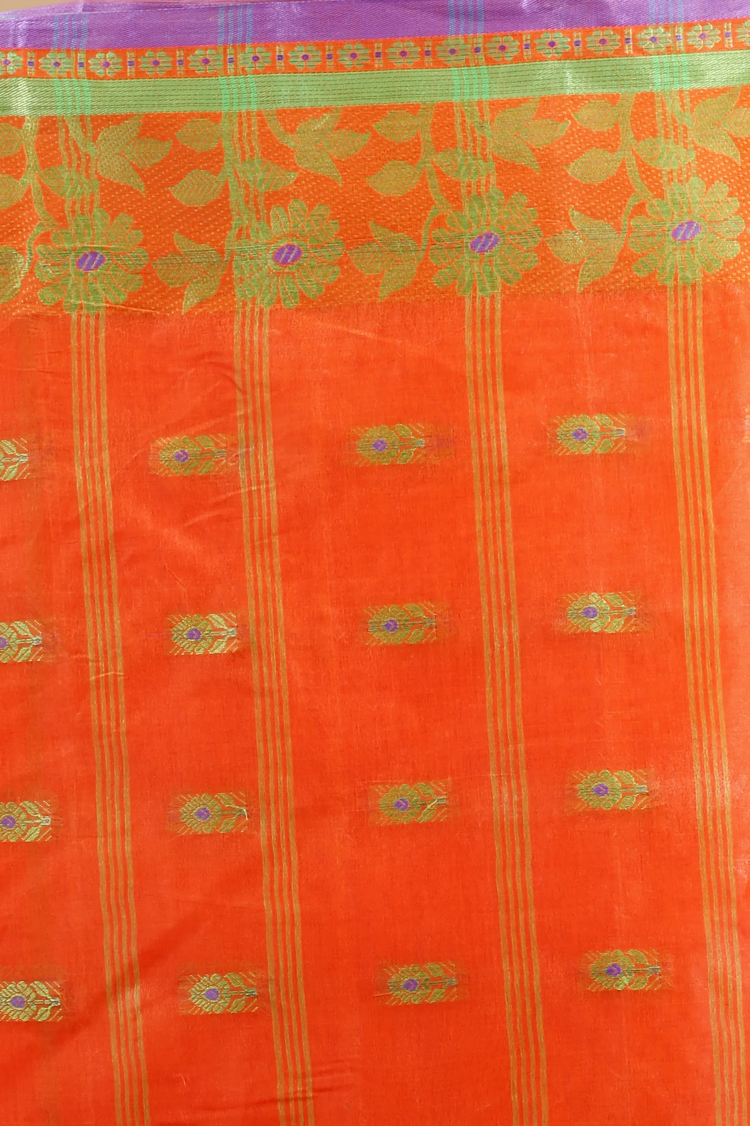 Orange Pure Cotton Fultop_Tant Tant Saree (853)