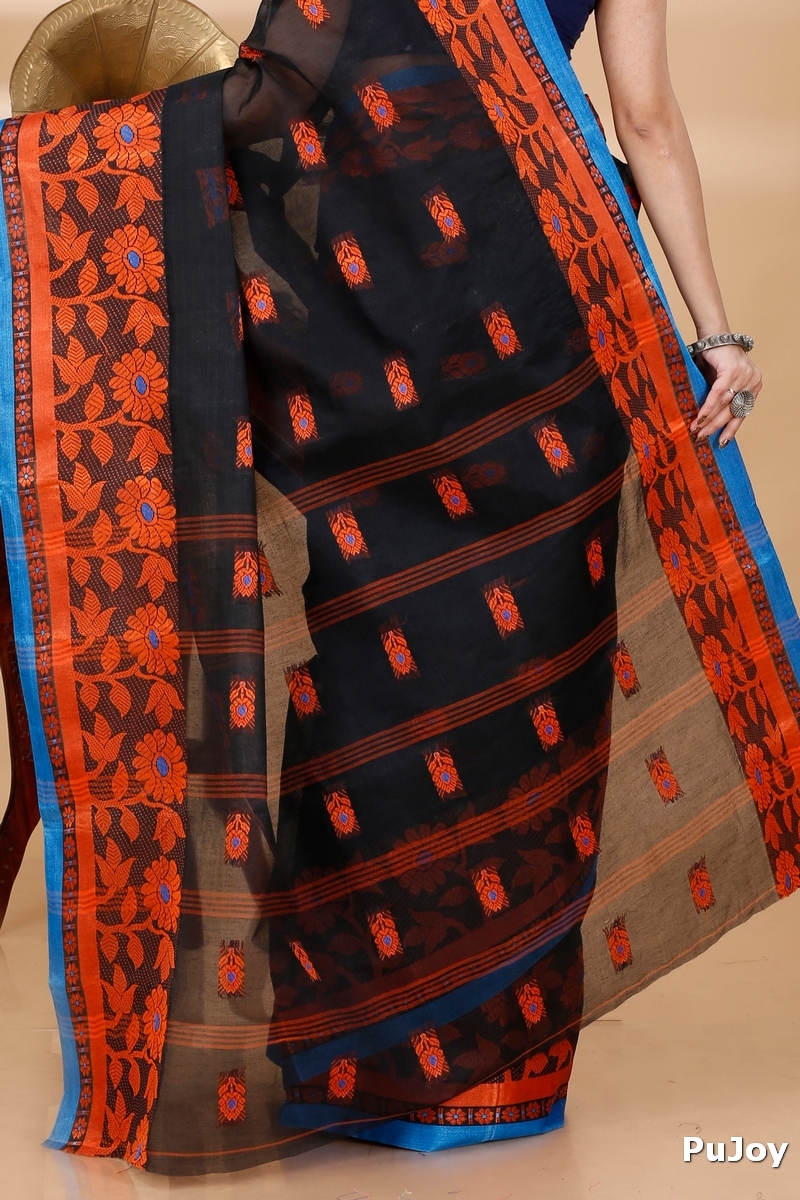 Black Pure Cotton Fultop_Tant Tant Saree (854)