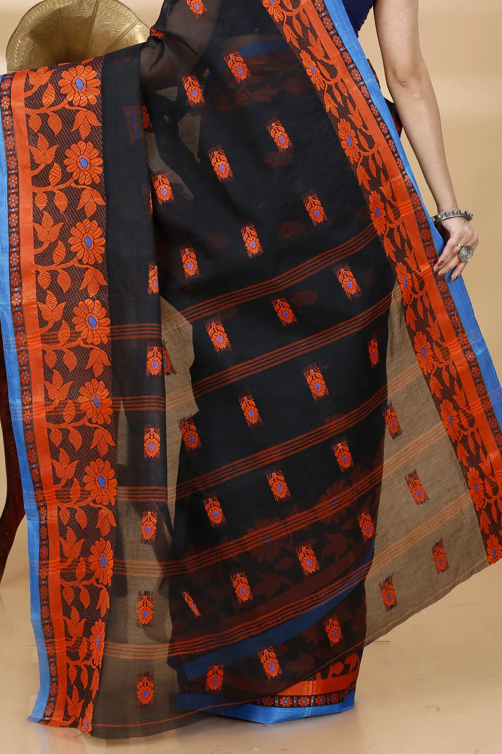 Black Pure Cotton Fultop_Tant Tant Saree (854)