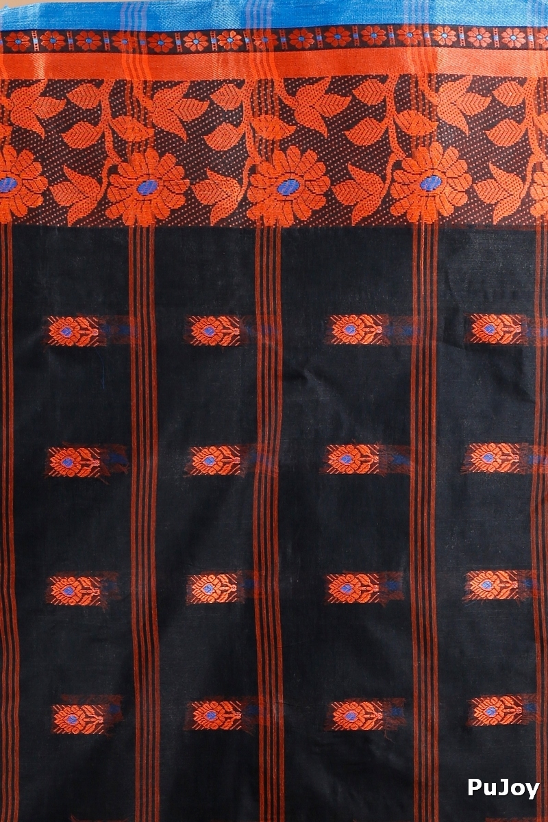 Black Pure Cotton Fultop_Tant Tant Saree (854)