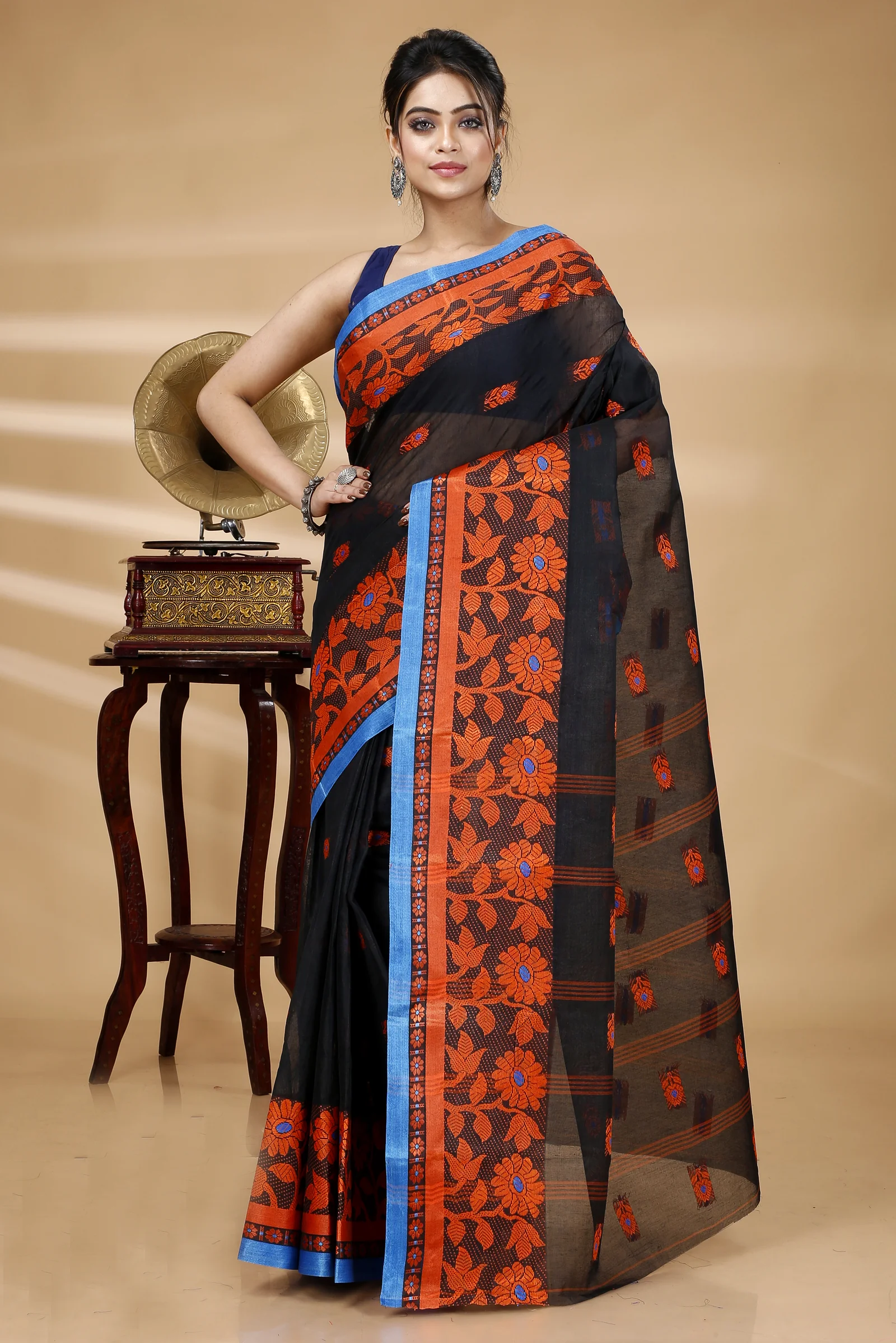 Black Pure Cotton Fultop_Tant Tant Saree (854)