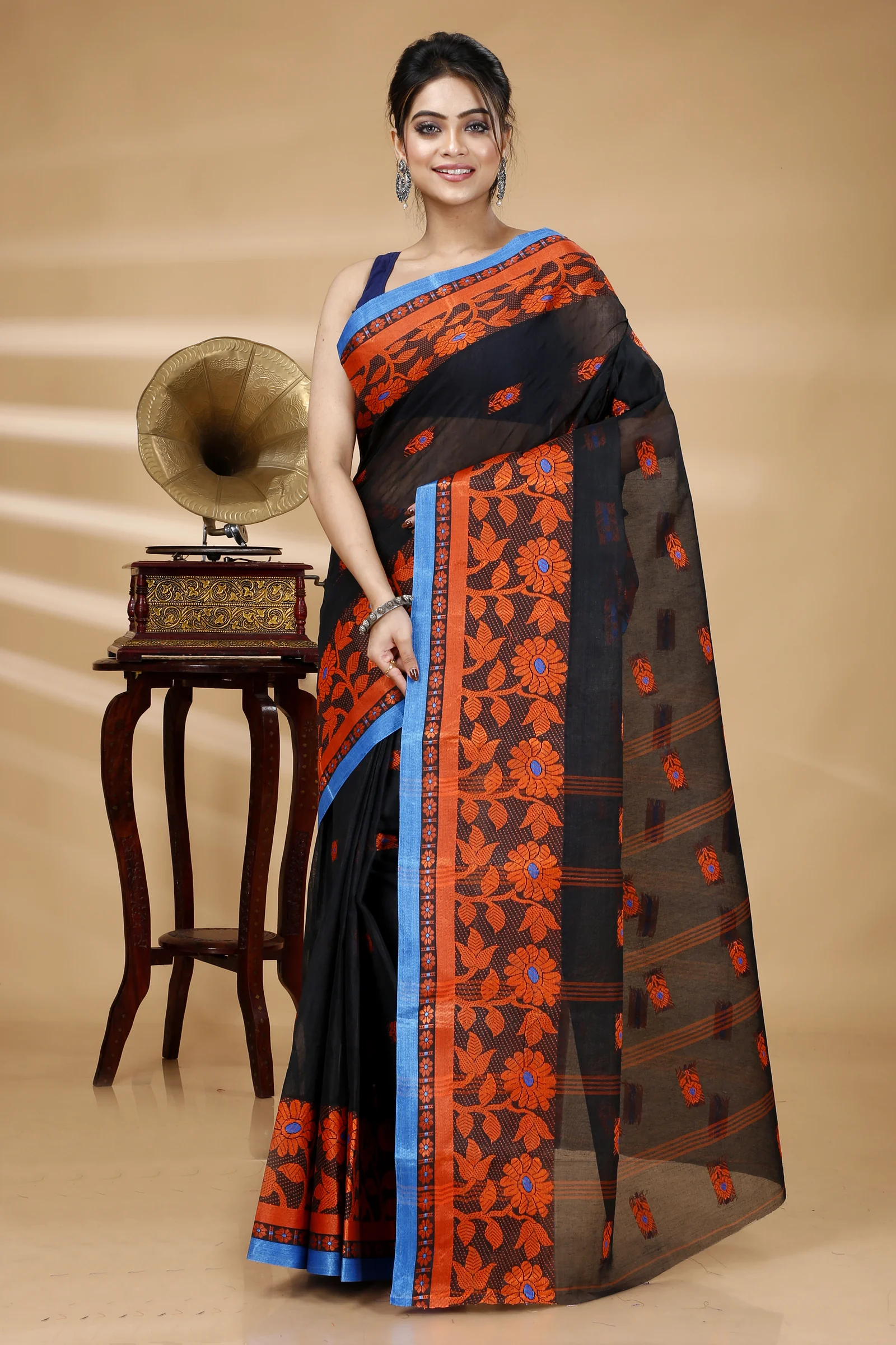 Black Pure Cotton Fultop_Tant Tant Saree (854)
