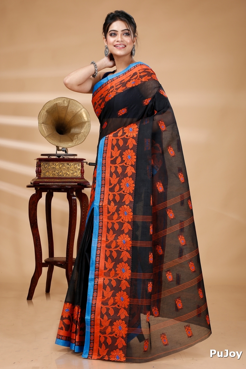 Black Pure Cotton Fultop_Tant Tant Saree (854)