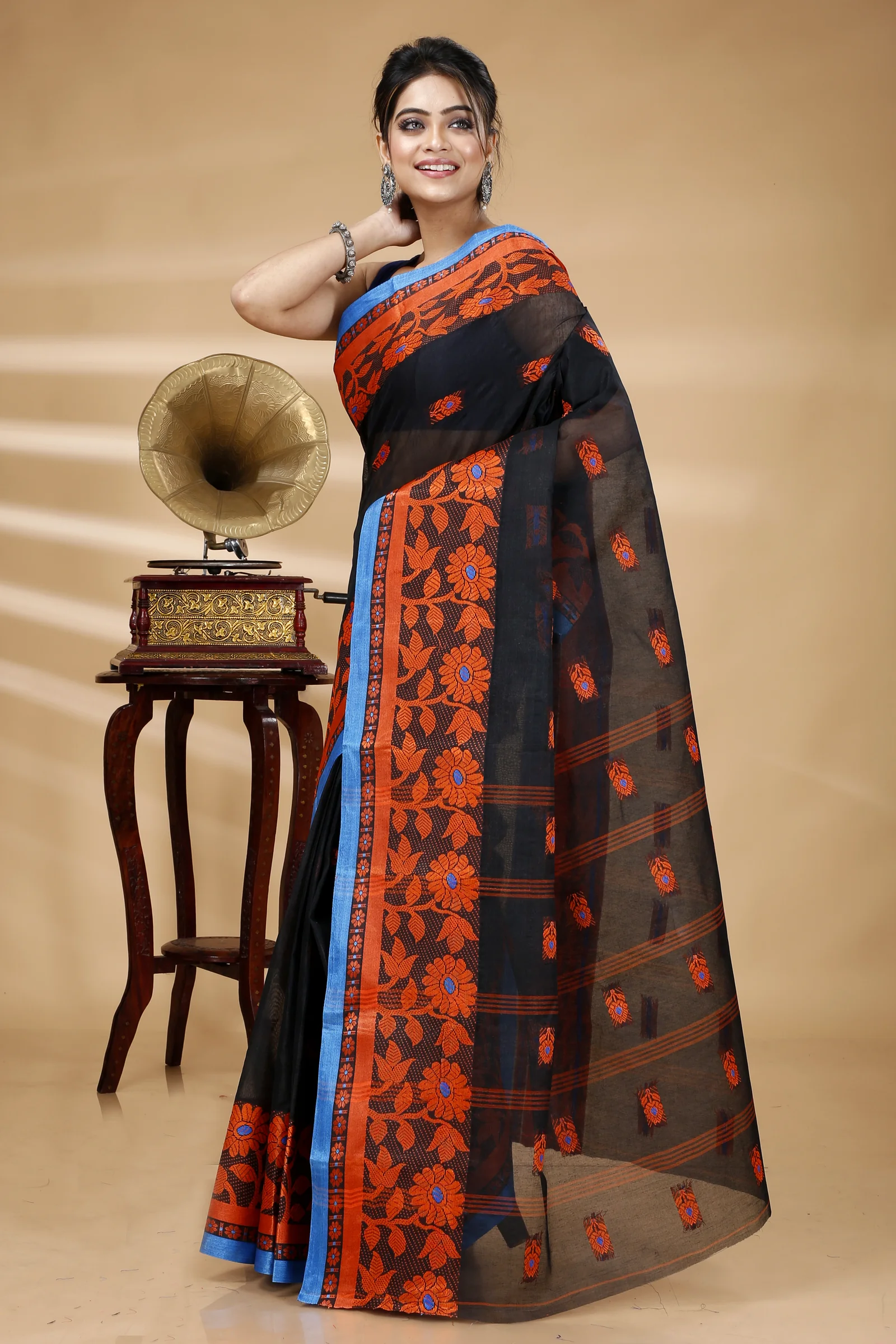 Black Pure Cotton Fultop_Tant Tant Saree (854)