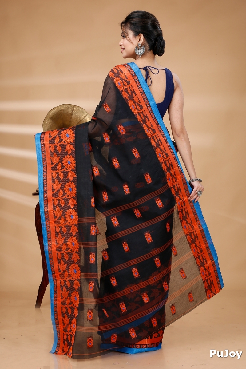 Black Pure Cotton Fultop_Tant Tant Saree (854)