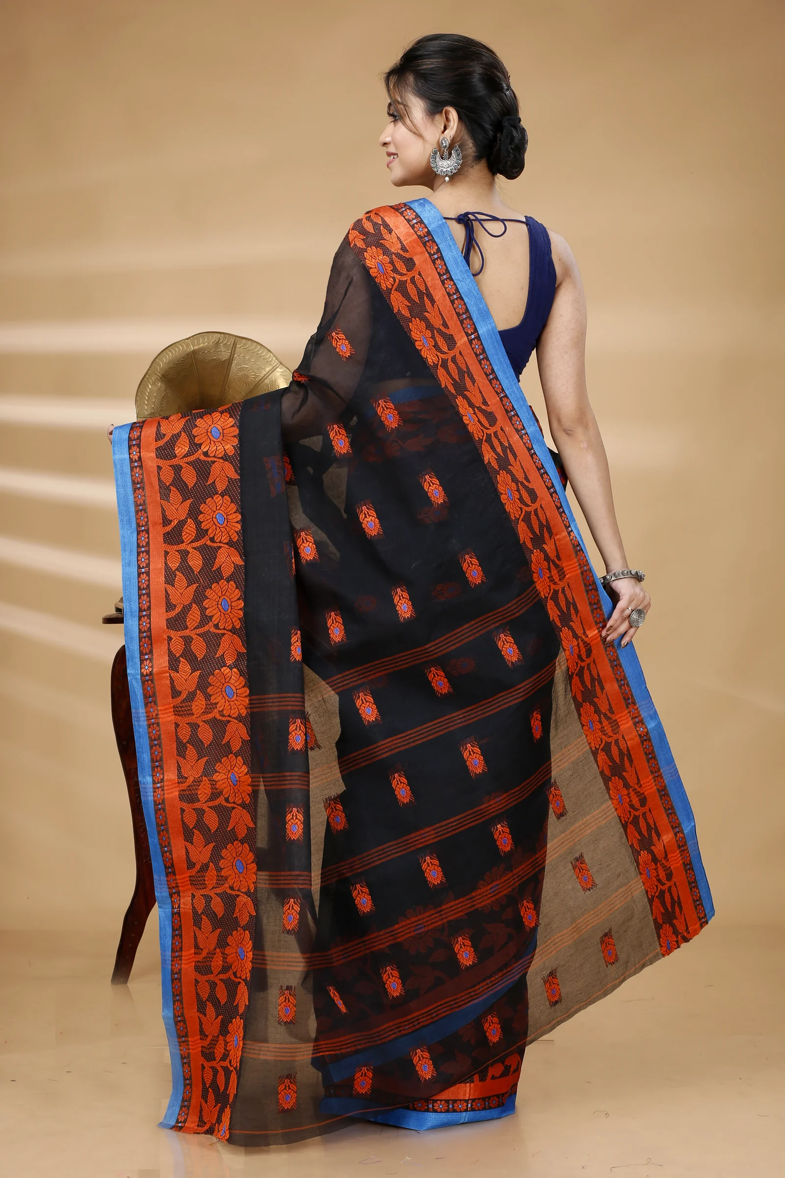 Black Pure Cotton Fultop_Tant Tant Saree (854)