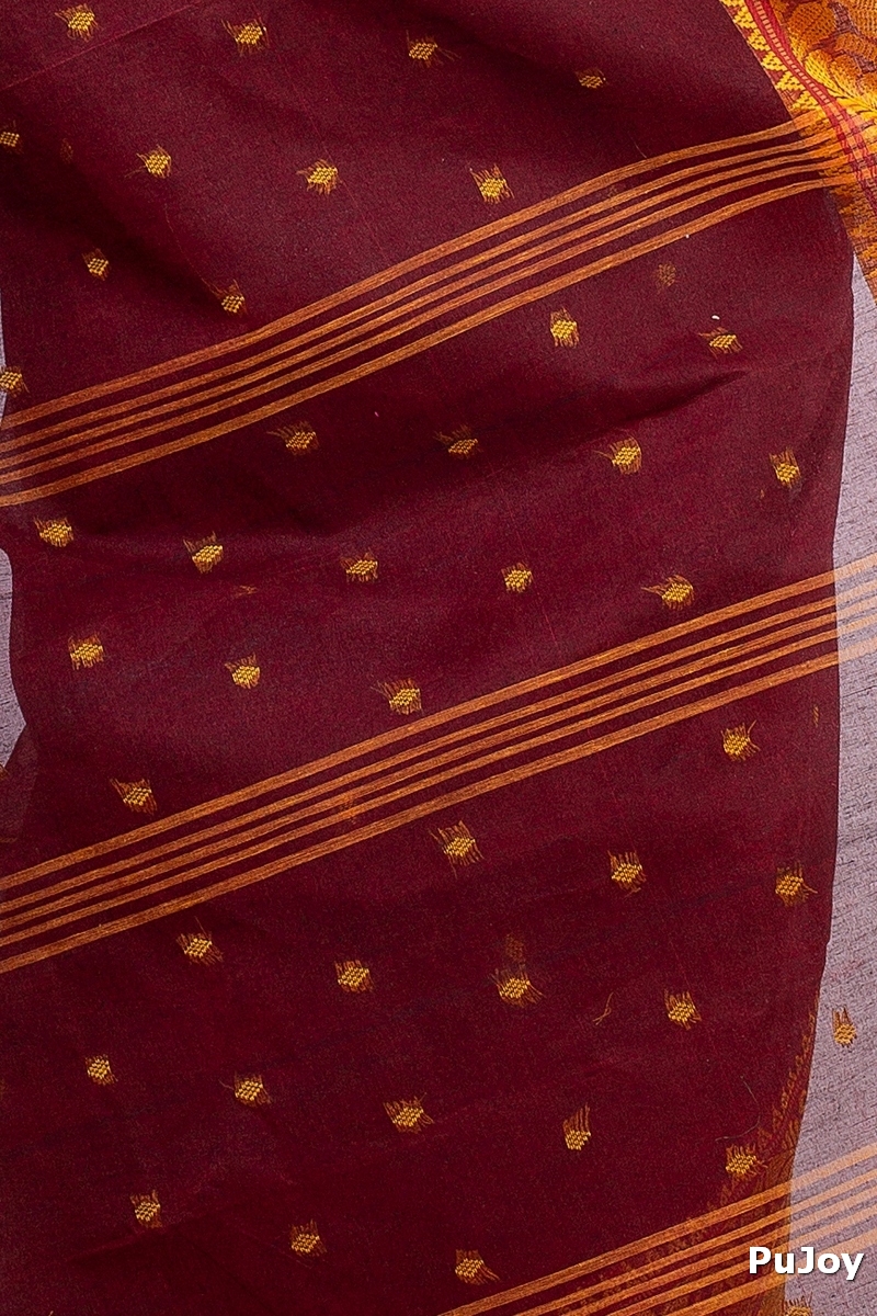 Brown Pure Cotton Sorbori Tant Saree (856)