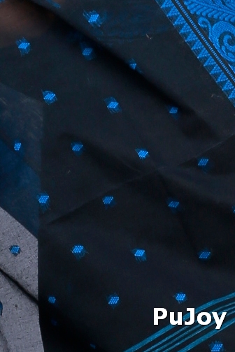 Naby Blue Pure Cotton Sorbori Tant Saree (858)