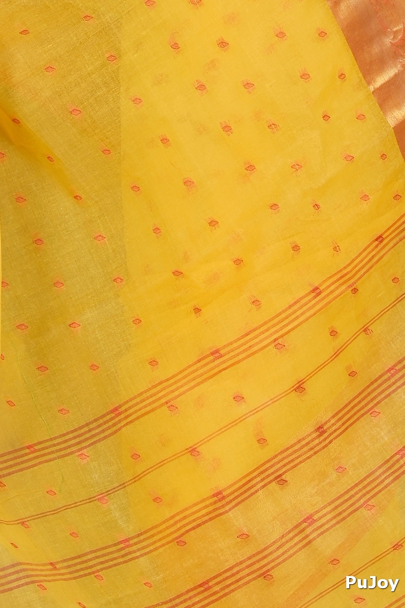 Yellow Pure Cotton Churi_Par Tant Saree (861)