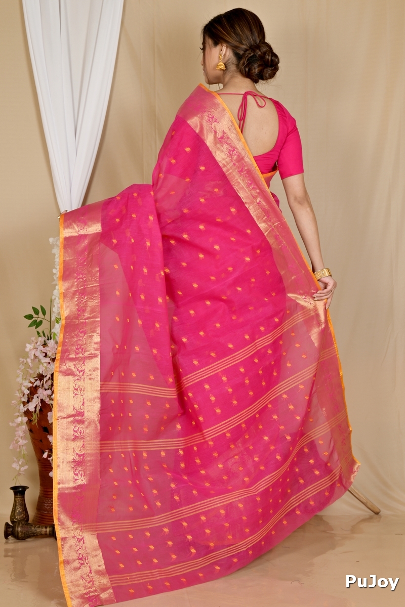 Pink Pure Cotton Churi_Par Tant Saree (862)