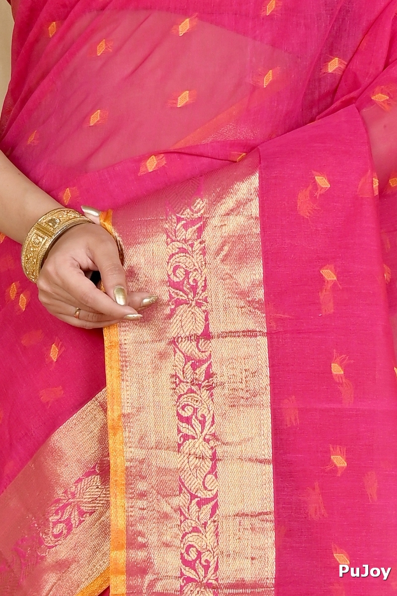 Pink Pure Cotton Churi_Par Tant Saree (862)