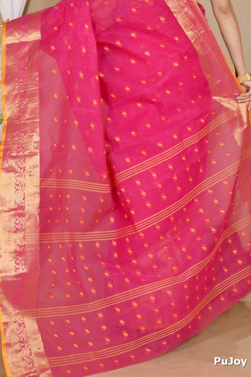 Pink Pure Cotton Churi_Par Tant Saree (862)