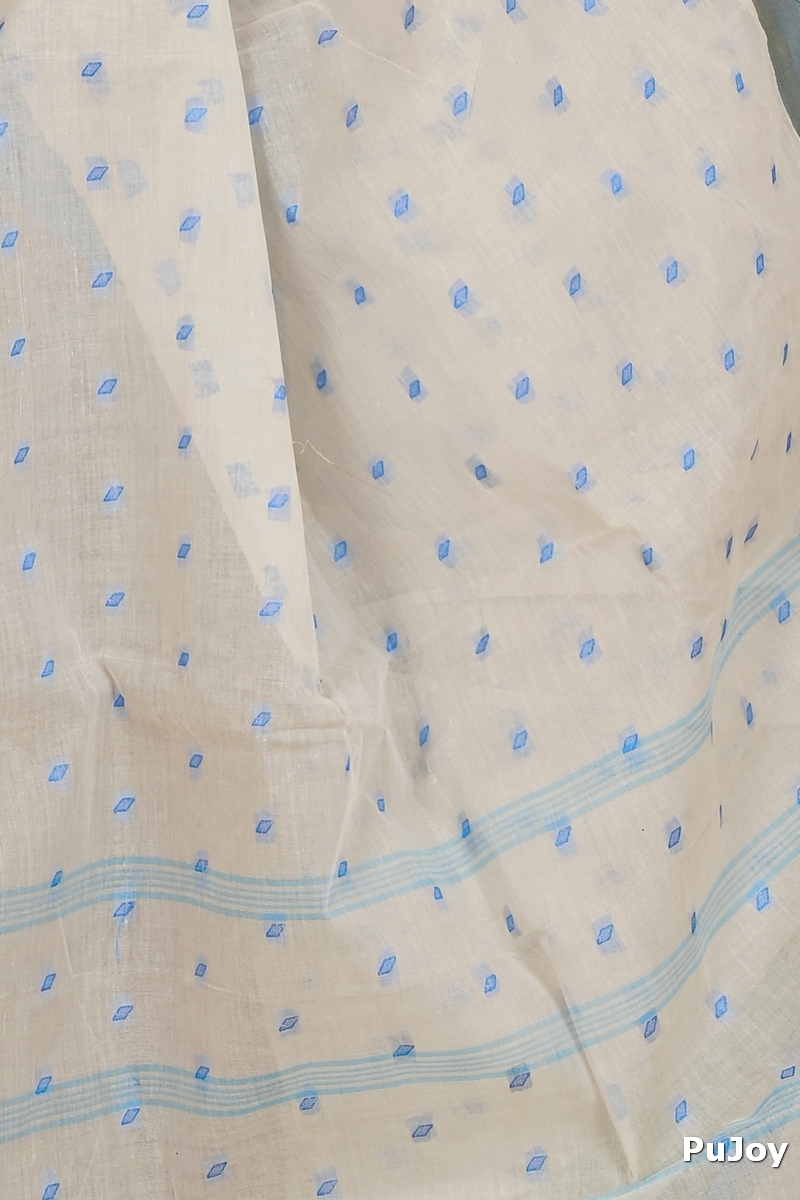 Off-White Pure Cotton Churi_Par Tant Saree (863)