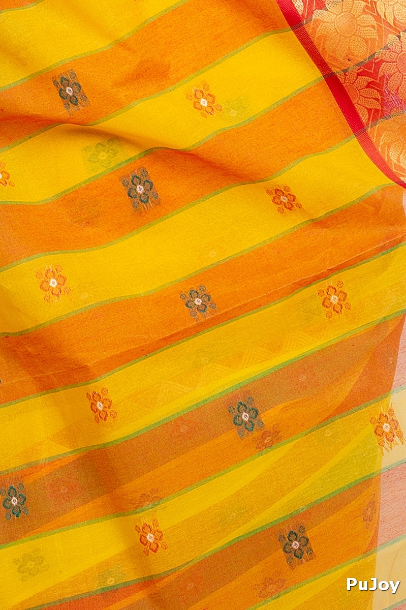 Yellow Pure Cotton FulPar Tant Saree (864)
