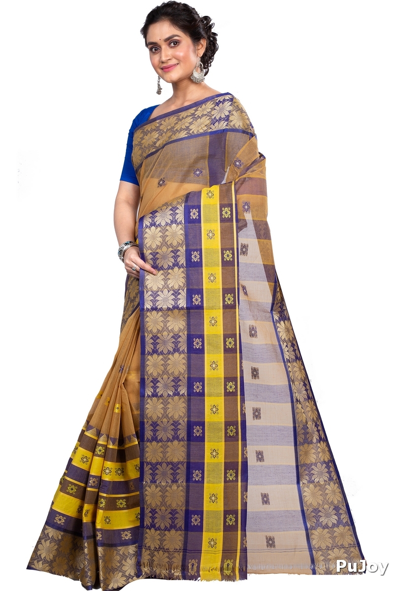 Light Brown Pure Cotton FulPar Tant Saree (867)