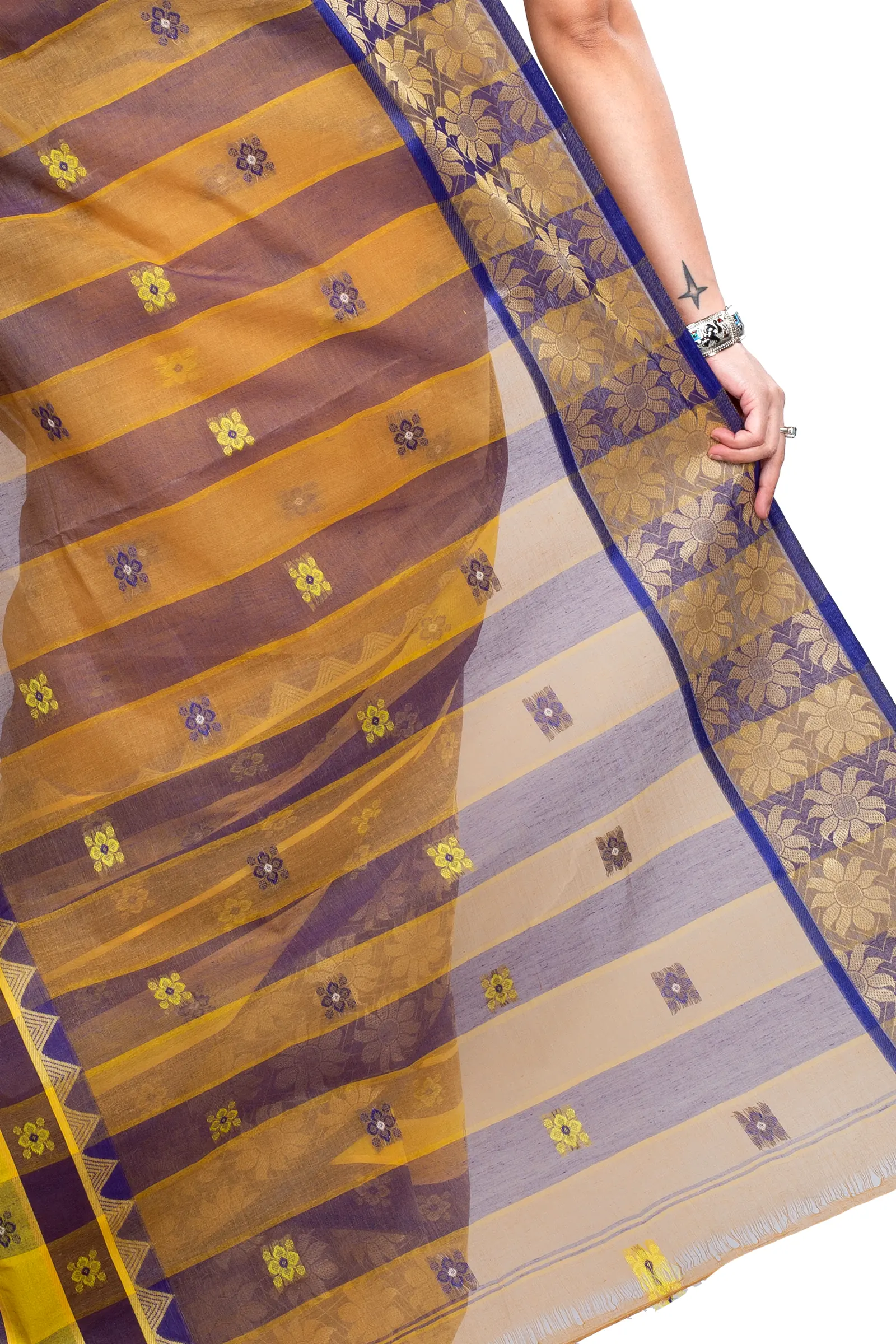 Light Brown Pure Cotton FulPar Tant Saree (867)